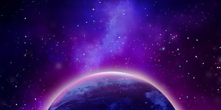 紫色唯美梦幻地球星空宇宙太空银河星系展板背景